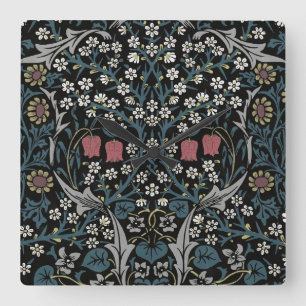 William Morris Blackthorn Floral Art Nouveau Square Wall Clock