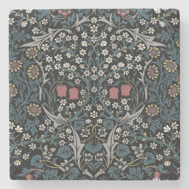 William Morris Blackthorn Floral Art Nouveau Stone Coaster (Front)