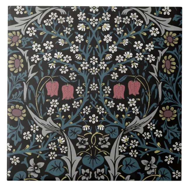 William Morris Blackthorn Floral Art Nouveau Tile (Front)