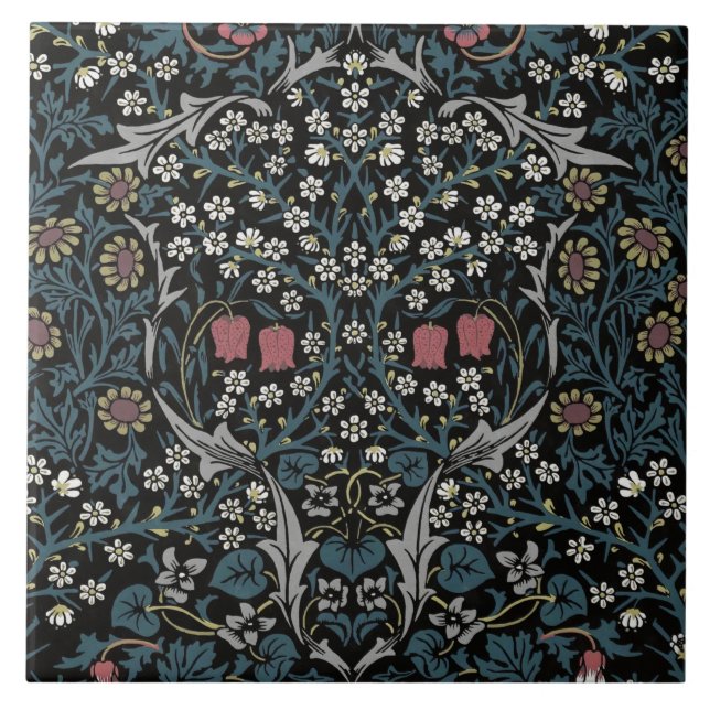 William Morris Blackthorn Floral Art Nouveau Tile (Front)