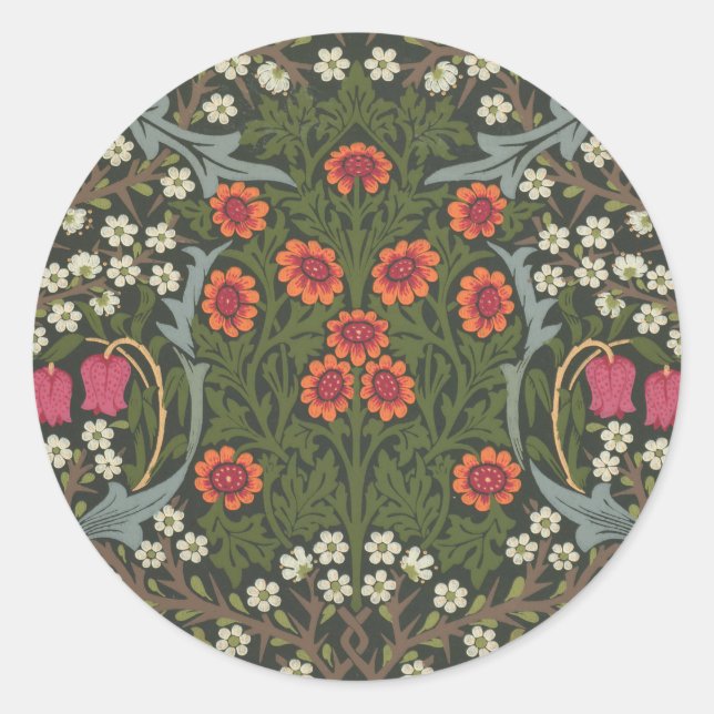 William Morris Blackthorn Garden Flower Classic Classic Round Sticker (Front)