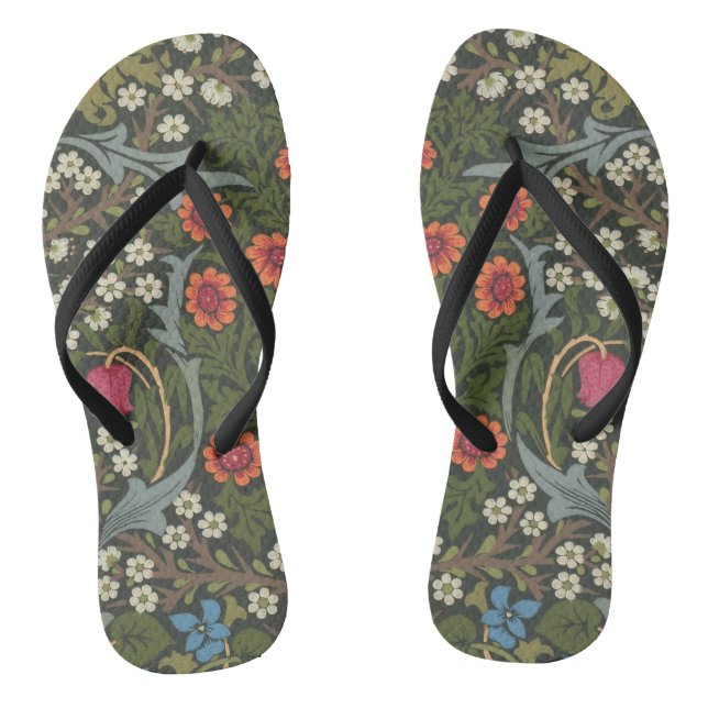 William Morris Blackthorn Garden Flower Classic Flip Flops (Footbed)