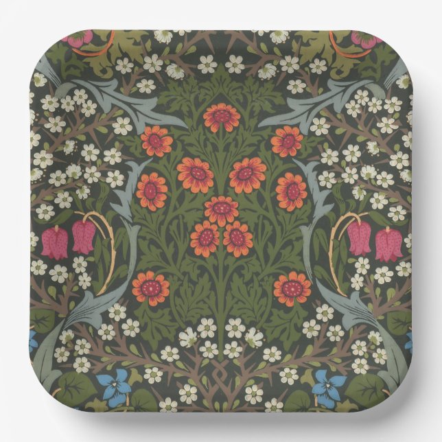 William Morris Blackthorn Garden Flower Classic Paper Plate (Front)