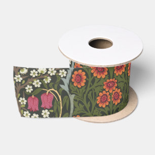 William Morris Blackthorn Garden Flower Classic Satin Ribbon