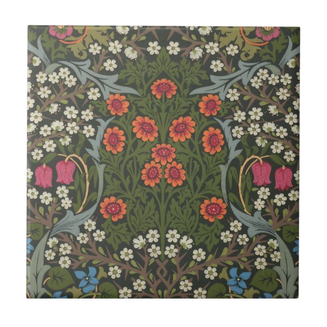 William Morris Blackthorn Garden Flower Classic Tile (Front)