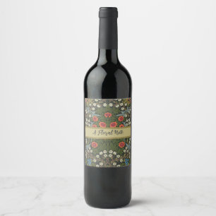 William Morris Blackthorn Garden Flower Classic Wine Label