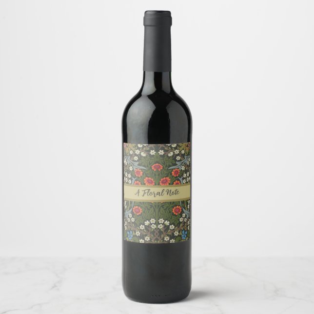 William Morris Blackthorn Garden Flower Classic Wine Label (Front)