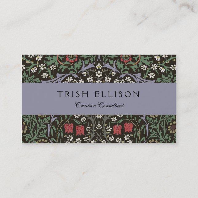 William Morris Blackthorn Tapestry Floral Business Card (Front)