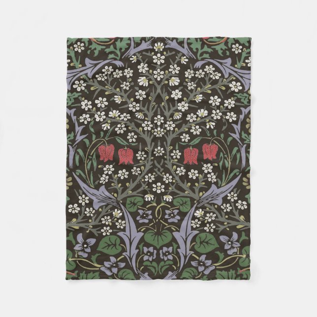 William Morris Blackthorn Tapestry Floral Fleece Blanket (Front)