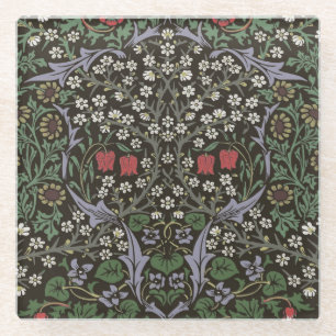 William Morris Blackthorn Tapestry Floral Glass Coaster