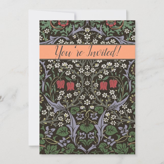 William Morris Blackthorn Tapestry Floral Invitation (Front)