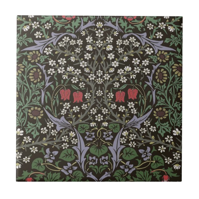 William Morris Blackthorn Tapestry Floral Tile (Front)
