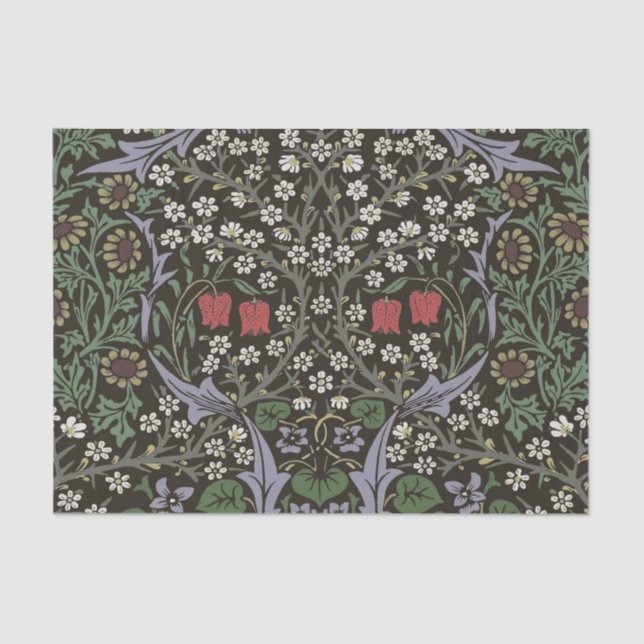 William Morris Blackthorn Tapestry Floral Tissue Paper (Front)