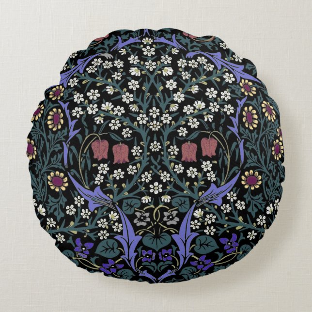William Morris Blackthorn Victorian Wallpaper Round Cushion (Front)