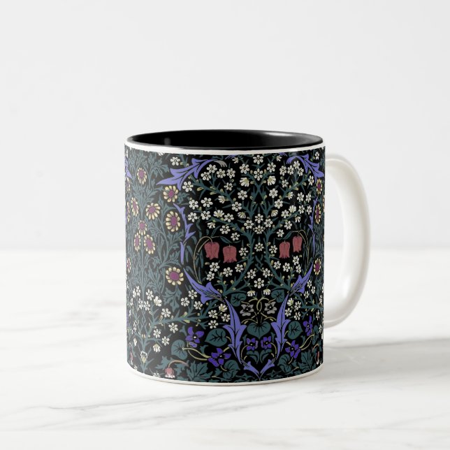 William Morris Blackthorn Victorian Wallpaper Two-Tone Coffee Mug (Front Right)