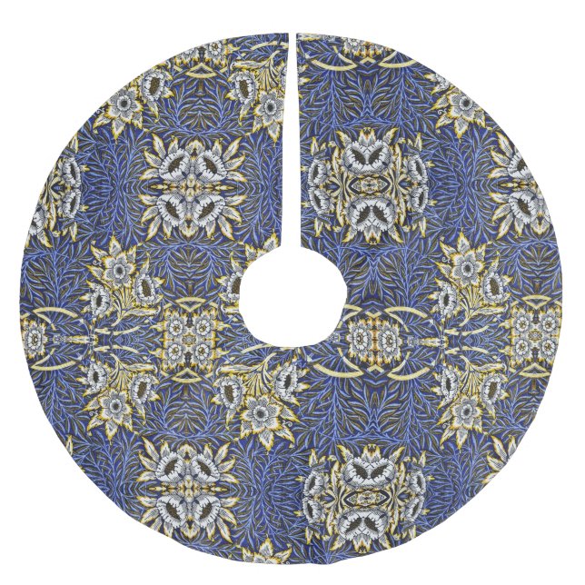 William Morris Blue and Gold Tulip Willow Design Brushed Polyester Tree Skirt (Front)