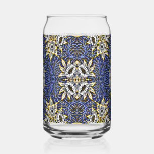 William Morris Blue and Gold Tulip Willow Design Can Glass