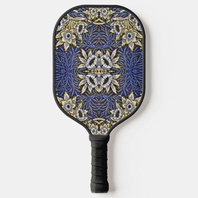 William Morris Blue and Gold Tulip Willow Design Pickleball Paddle (Front)