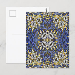 William Morris Blue and Gold Tulip Willow Design Postcard
