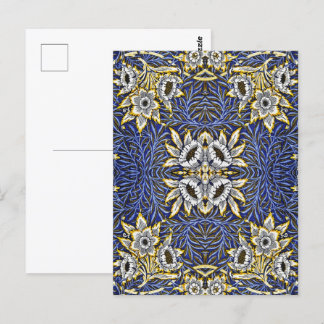 William Morris Blue and Gold Tulip Willow Design Postcard