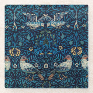 William Morris Blue Birds Tapestry Classic Glass Coaster