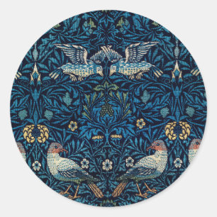 William Morris Blue Birds Tapestry Classic Round Sticker