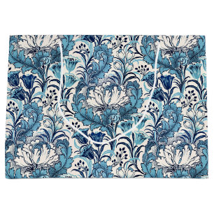 William Morris Blue Cream Floral Pattern Large Gift Bag