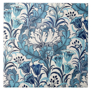 William Morris Blue Cream Floral Pattern Tile