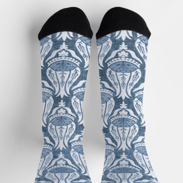 William Morris Blue Floral Pattern Classic Socks (Top)