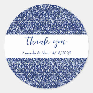William Morris blue floral pattern personalised  Classic Round Sticker