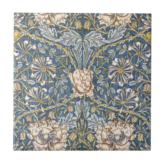 William Morris Blue Floral Tile (Front)