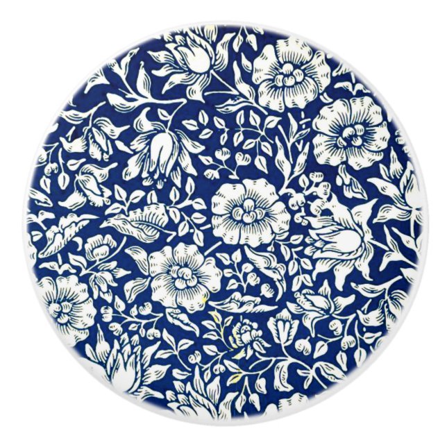 William Morris - Blue mallow pattern Ceramic Knob (Front)