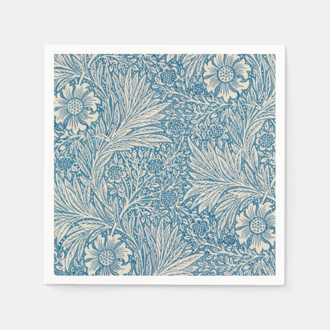 William Morris - Blue Marigold Floral Napkin (Front)