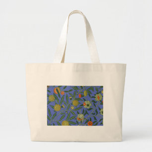 William Morris Blue Wallpaper Pattern Large Tote Bag