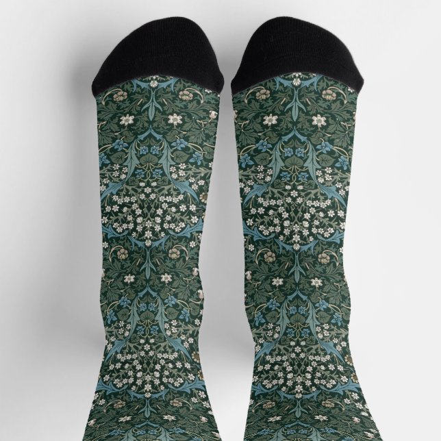 William Morris Blue White & Green Floral Socks (Top)