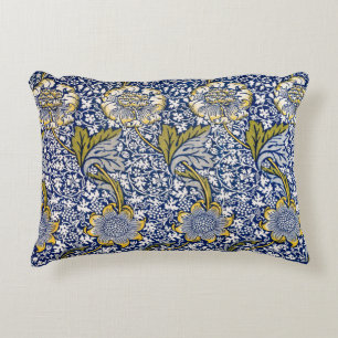 William Morris Blue Yellow Flowers Pillow
