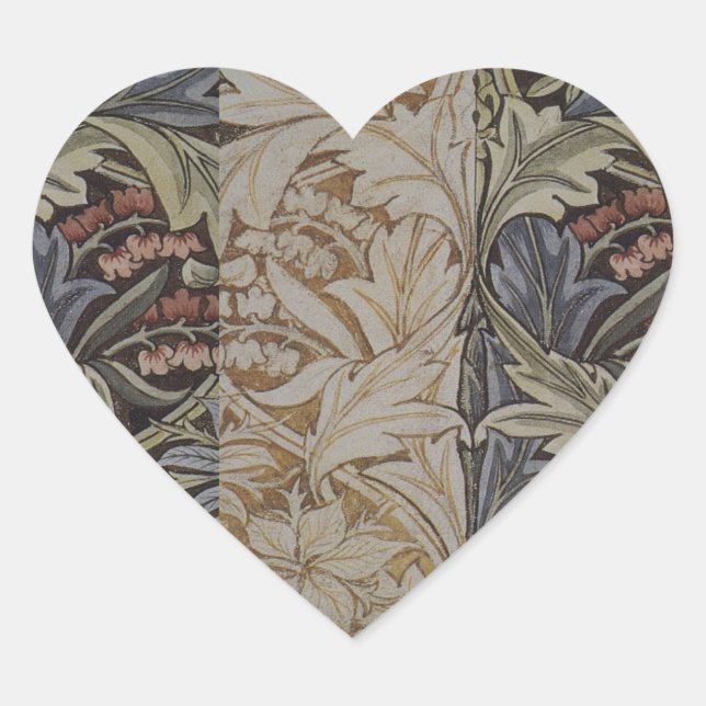 William Morris Bluebell Tapestry Design Heart Sticker (Front)