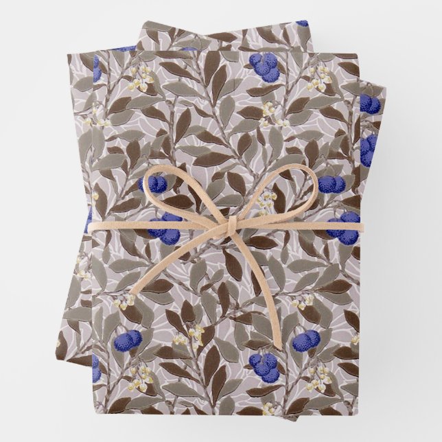 William Morris, Blueberry Wrapping Paper Sheet (In situ)
