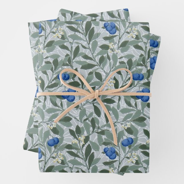 William Morris, Blueberry Wrapping Paper Sheet (In situ)