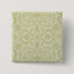 William Morris Borage vintage soft green damask 15 Cm Square Badge