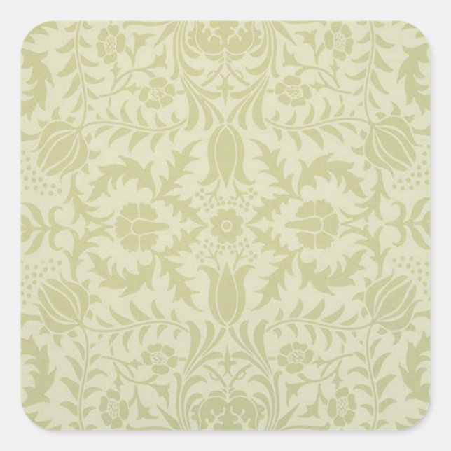 William Morris Borage vintage soft green damask Square Sticker (Front)