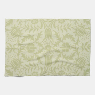 William Morris Borage vintage soft green damask Tea Towel