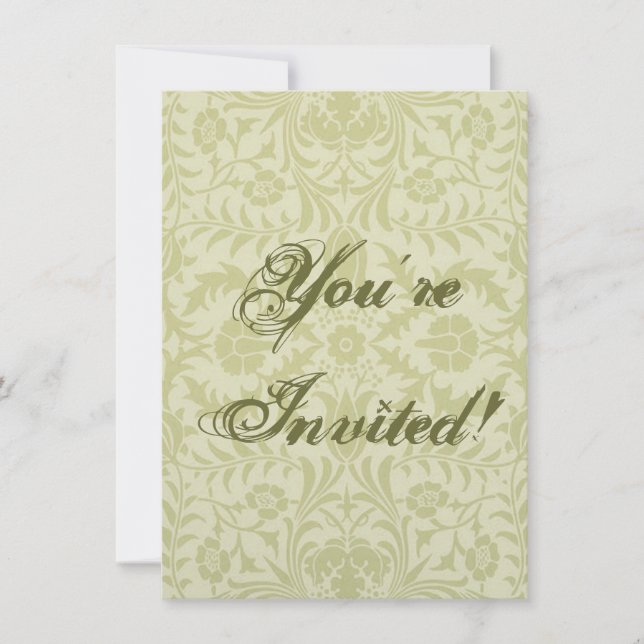 William Morris Borage Wedding Soft Green Invitation (Front)