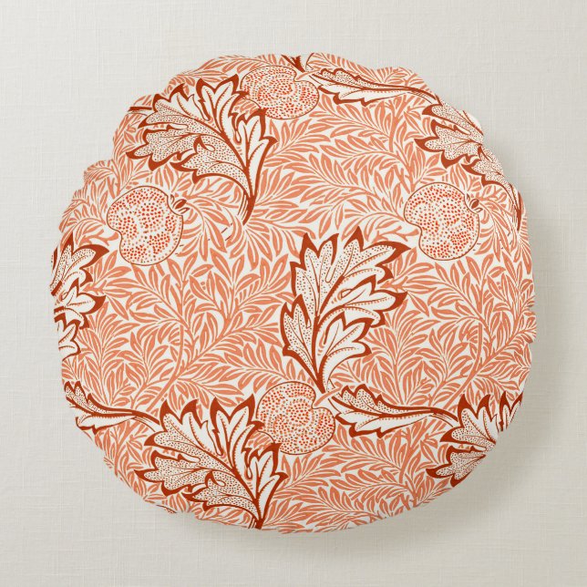 William Morris Botanical Apple Design Round Cushion (Front)