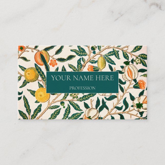 WILLIAM MORRIS BOTANICAL PATTERN BUSINESS CARD (Front)