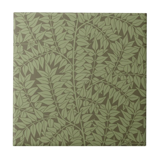 William Morris Branch Art Nouveau Classic Design Tile (Front)