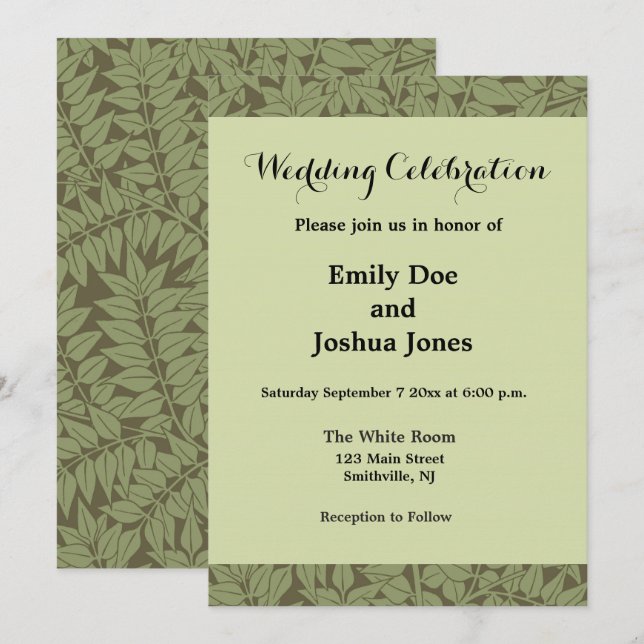 William Morris Branch Leaves Wallpaper Invitation (Front/Back)