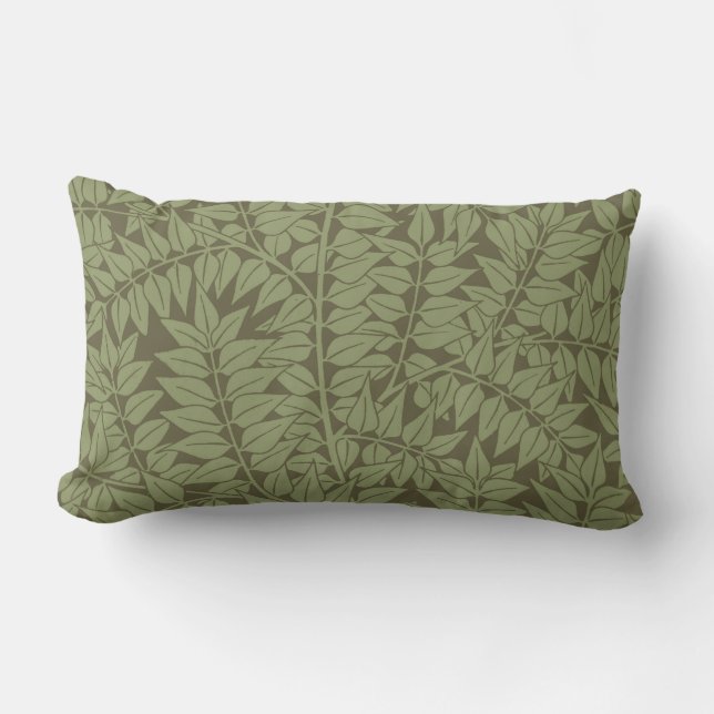 William Morris Branch Leaves Wallpaper Lumbar Cushion (Front)
