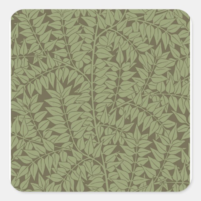 William Morris Branch Leaves Wallpaper Square Sticker (Front)