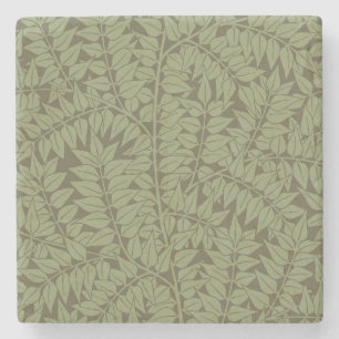 William Morris Branch Leaves Wallpaper Stone Coaster